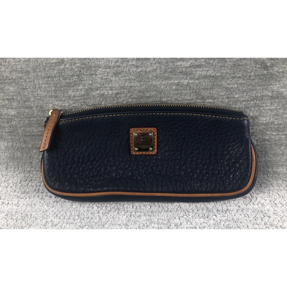 Dooney & Bourke Navy Pebble Leather Case Wallet Cosmetics Zippered